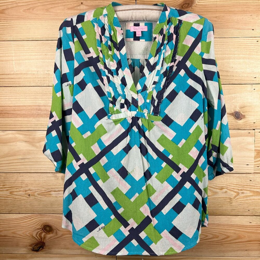 Lilly Pulitzer green & blue blouse